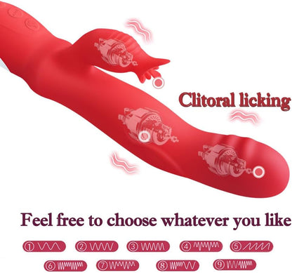 Flexible Adult Toys for Women Today New Adult Tool for Women Today Silent Silicone Powerful 10 Modes Rabbit Ears Machine Pleasure for Men and Women (Red)