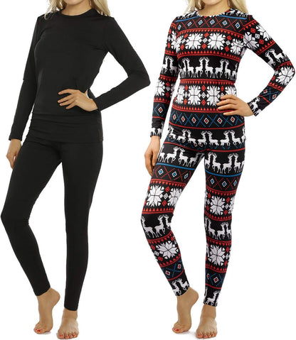 Thermal Underwear for Women Medium-Weight 2 Piece Base Layer Fleece Lined