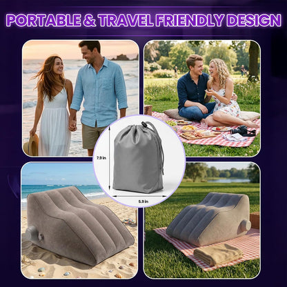 Inflatable Couples Position Pillow – Velvety Flocked Cushion for Enhanced Support and Comfort in Intimate Experiences, Portable Adult Furniture for Men and Women