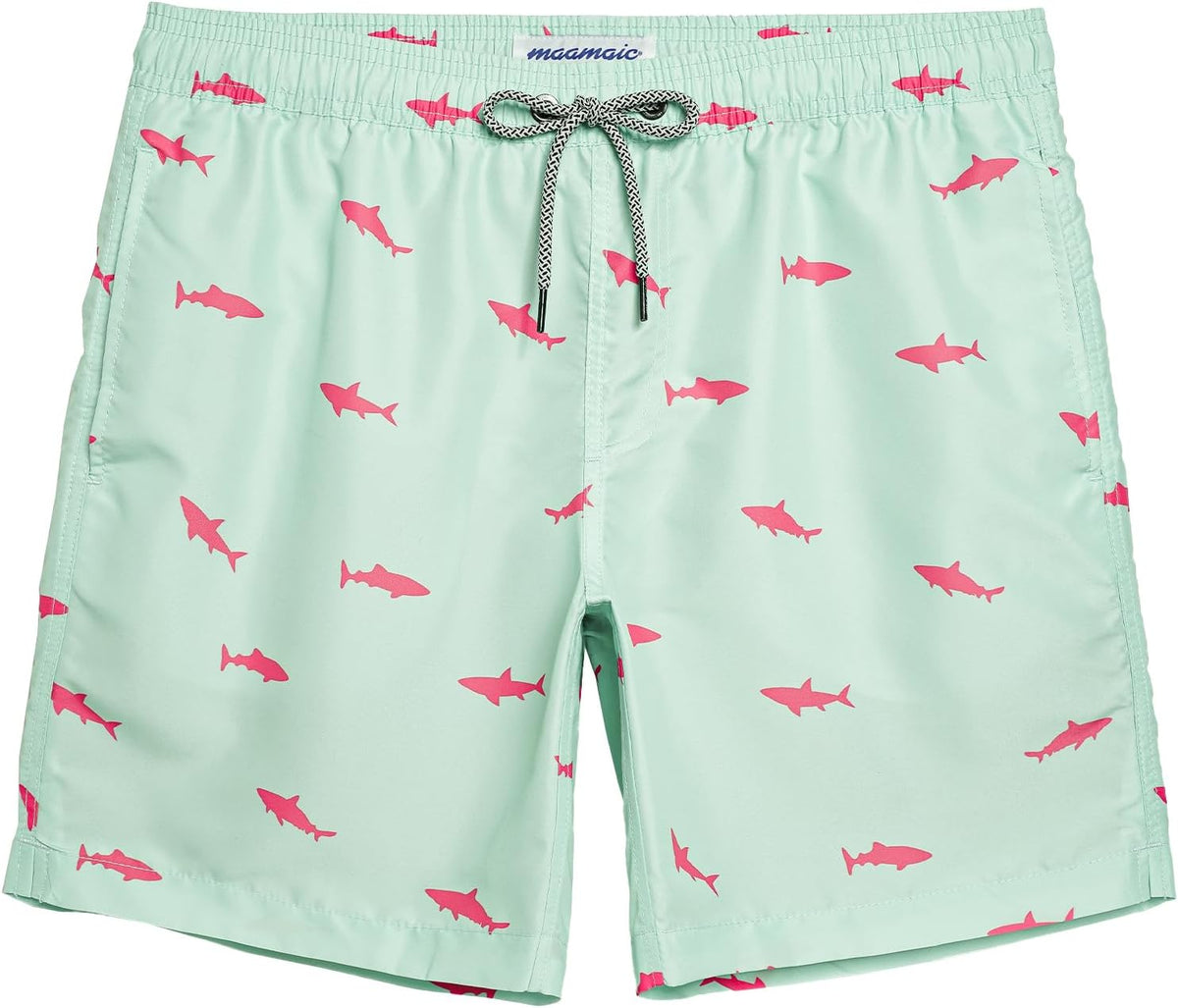 Mens Swim Trunks Quick Dry Swim Shorts with Mesh Lining Funny Swimwear Bathing Suits 7Inch