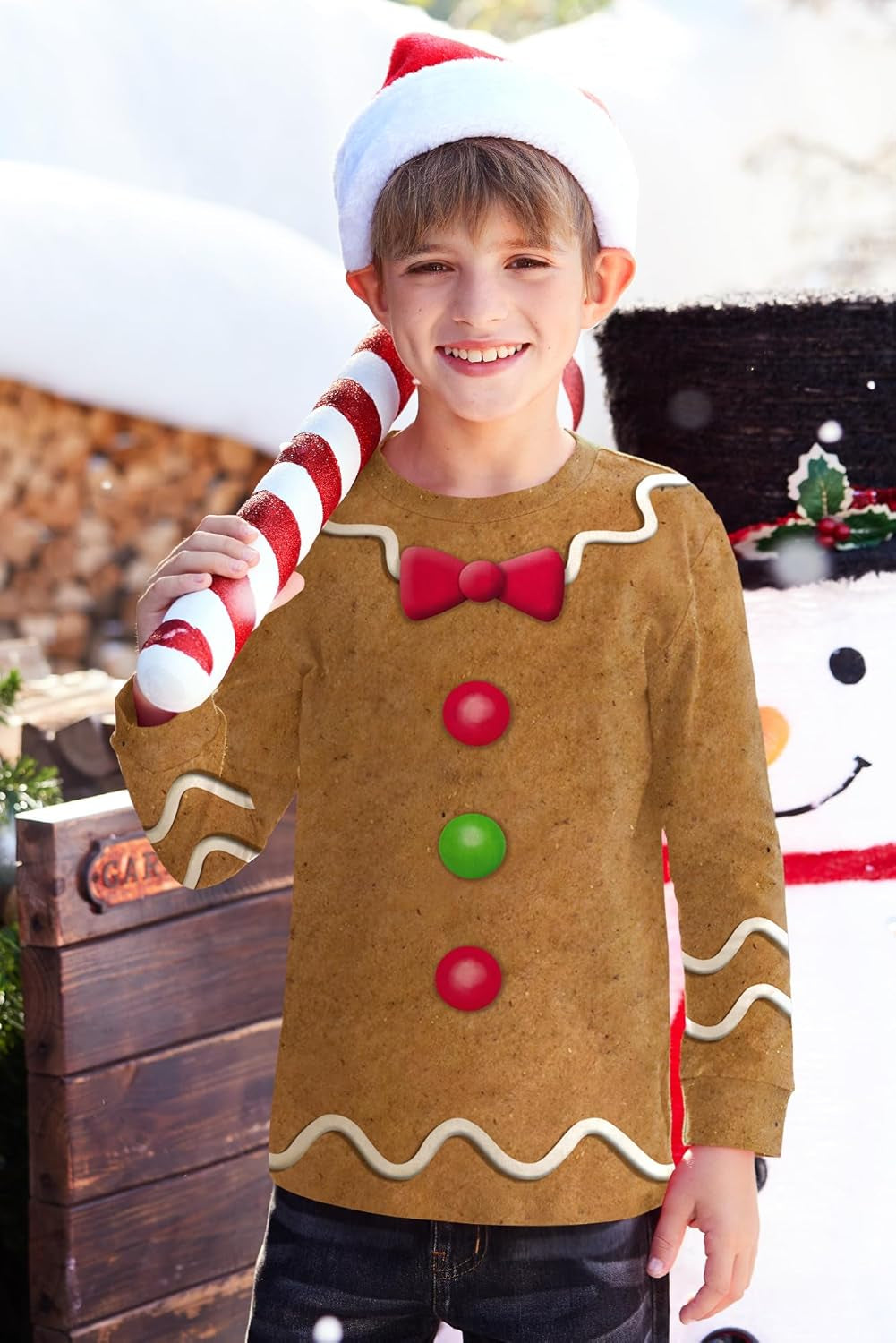 Unisex Kid'S Ugly Christmas Top Funny Graphic Long Sleeve Shirt 4-14 Years