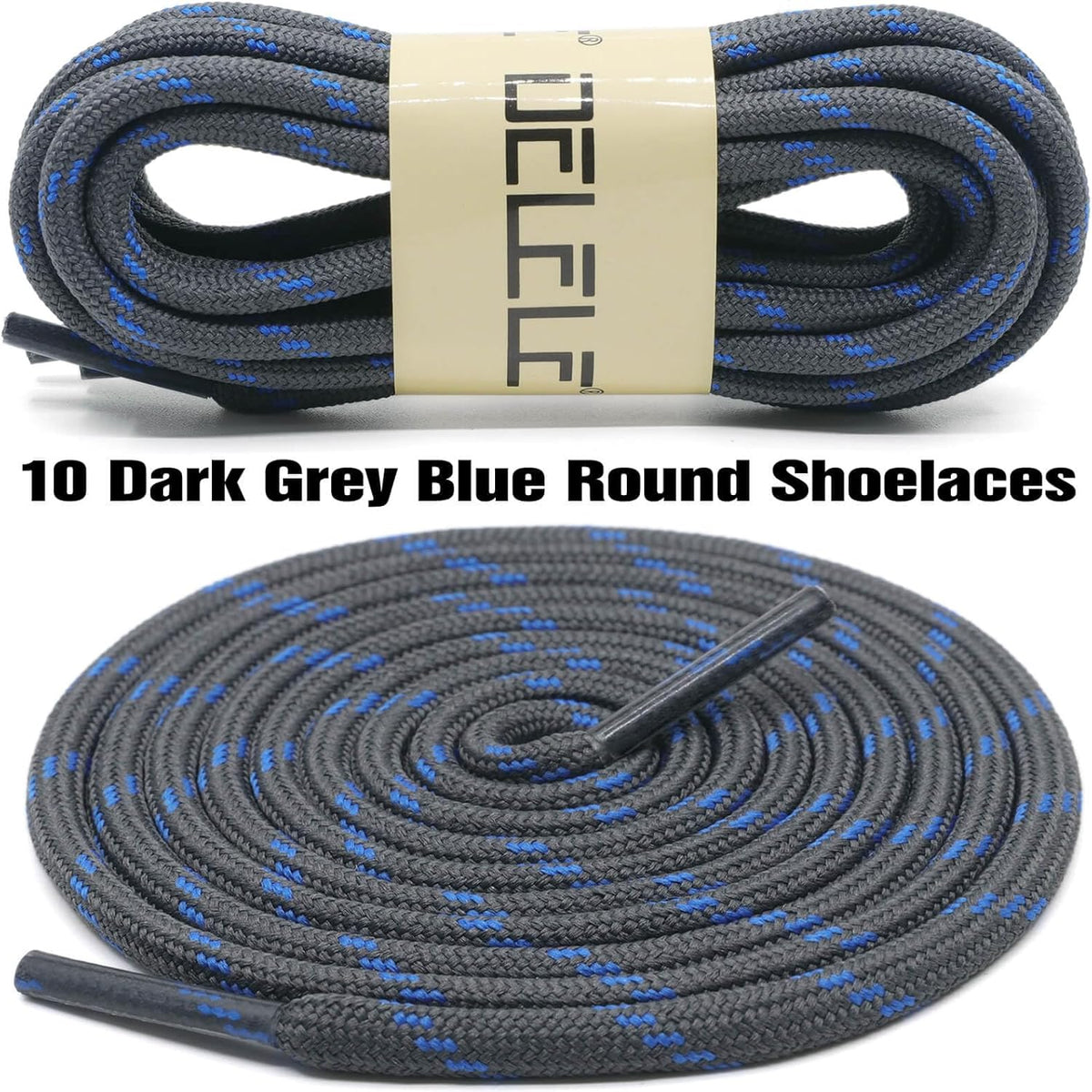 round Work Boot Laces: 2 Pairs Heavy Duty Shoe Laces for Boots