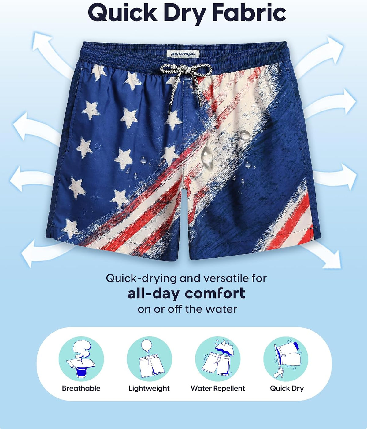 Mens Swim Trunks 5 Inch with Mesh Liner Breathable for Beach
