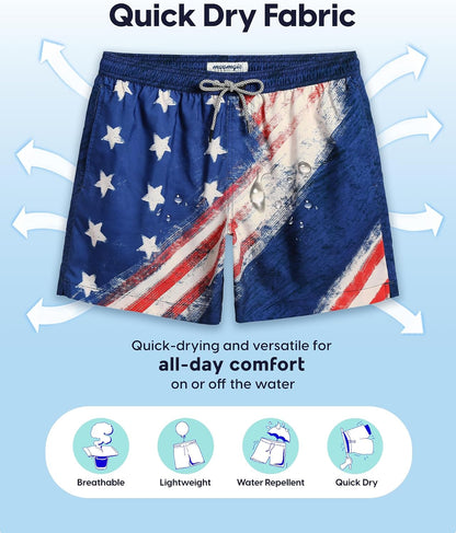 Mens Swim Trunks 5 Inch with Mesh Liner Breathable for Beach