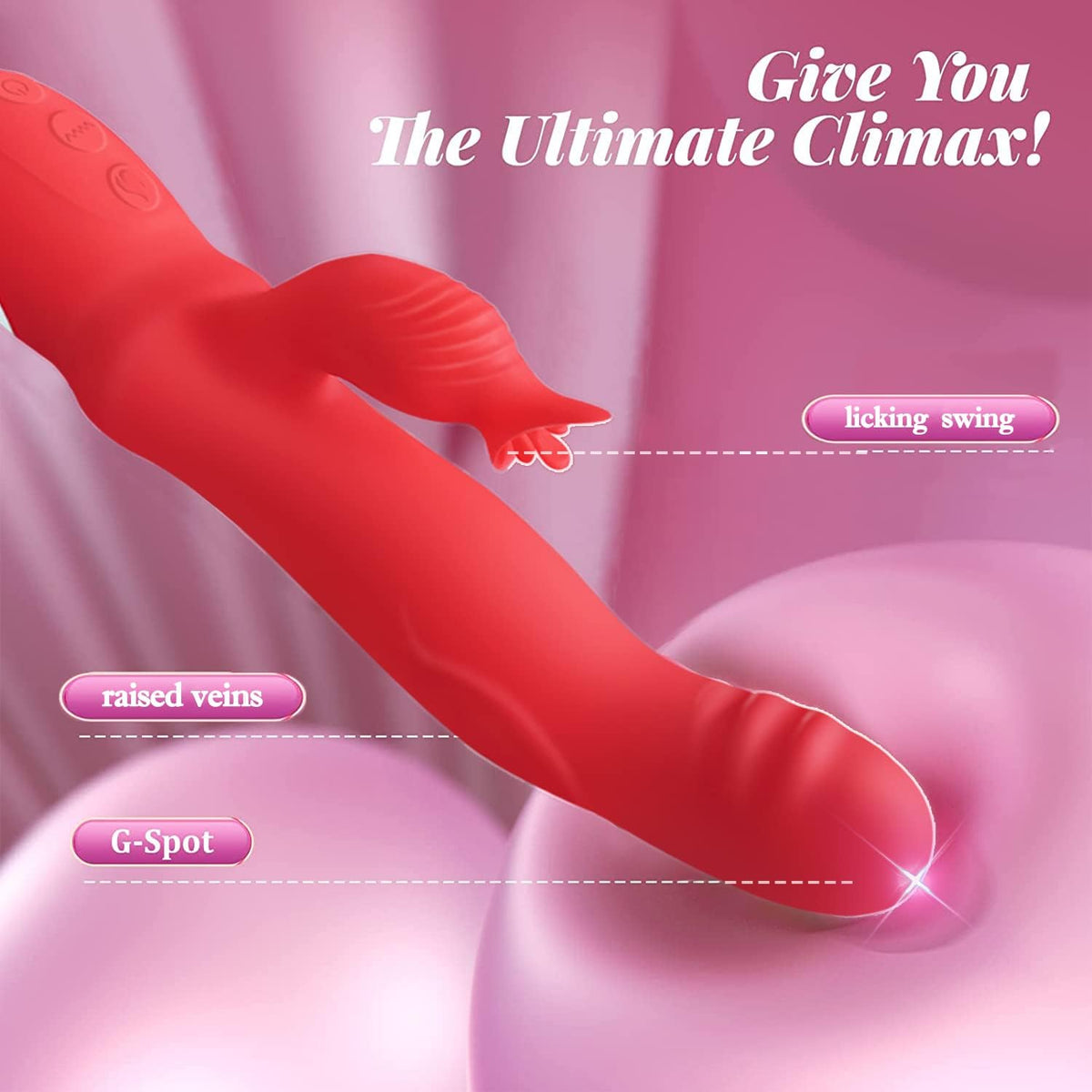 Flexible Adult Toys for Women Today New Adult Tool for Women Today Silent Silicone Powerful 10 Modes Rabbit Ears Machine Pleasure for Men and Women (Red)