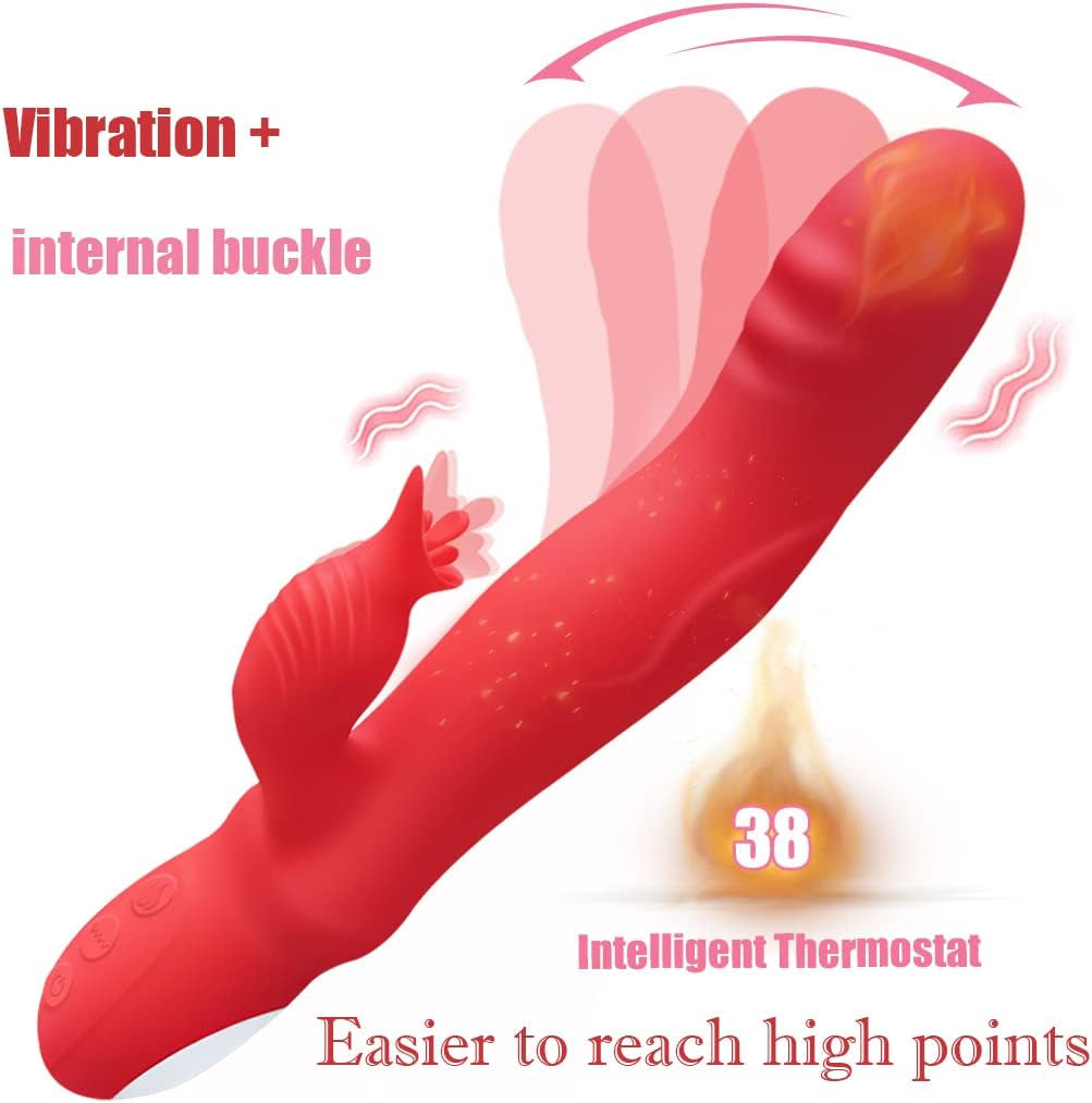 Flexible Adult Toys for Women Today New Adult Tool for Women Today Silent Silicone Powerful 10 Modes Rabbit Ears Machine Pleasure for Men and Women (Red)