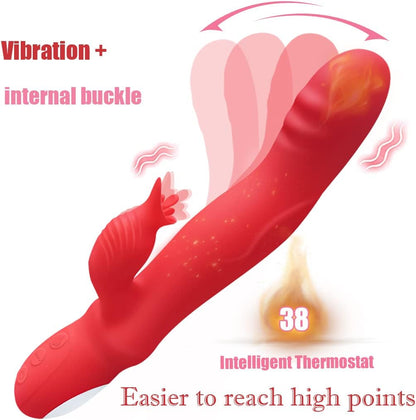 Flexible Adult Toys for Women Today New Adult Tool for Women Today Silent Silicone Powerful 10 Modes Rabbit Ears Machine Pleasure for Men and Women (Red)