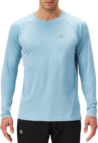 Men'S UPF 50+ Sun Protection Shirts Long Sleeve Swim Rash Guard