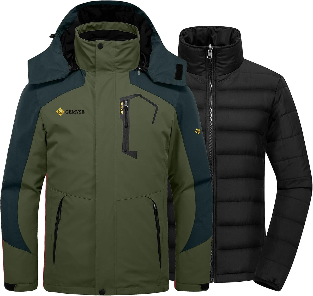 Men'S Winter Coat 3-In-1 Ski Snow Jacket with Puffer Liner