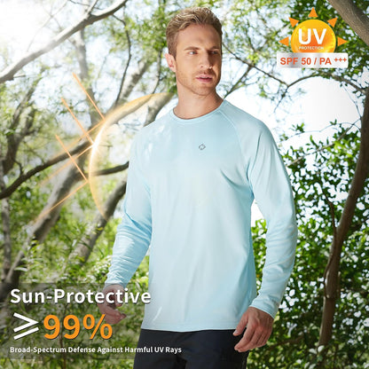 Men'S UPF 50+ Sun Protection Shirts Long Sleeve Swim Rash Guard