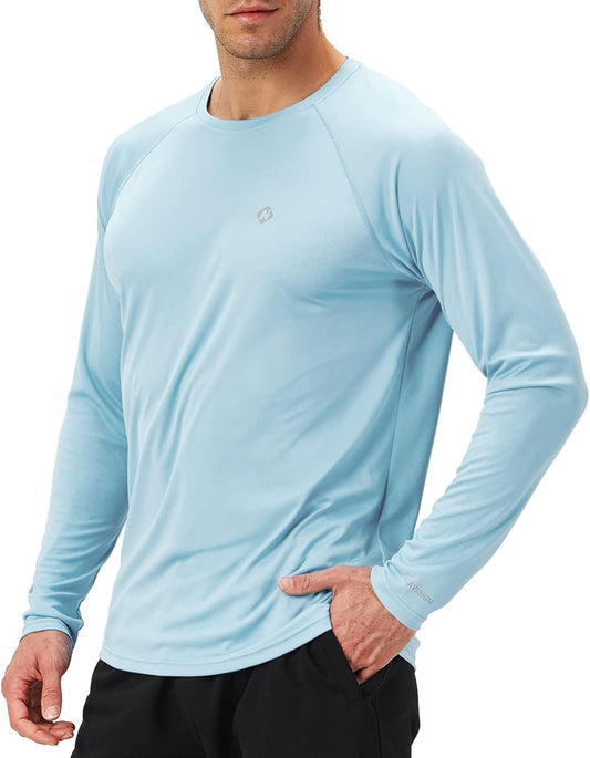 Men'S UPF 50+ Sun Protection Shirts Long Sleeve Swim Rash Guard