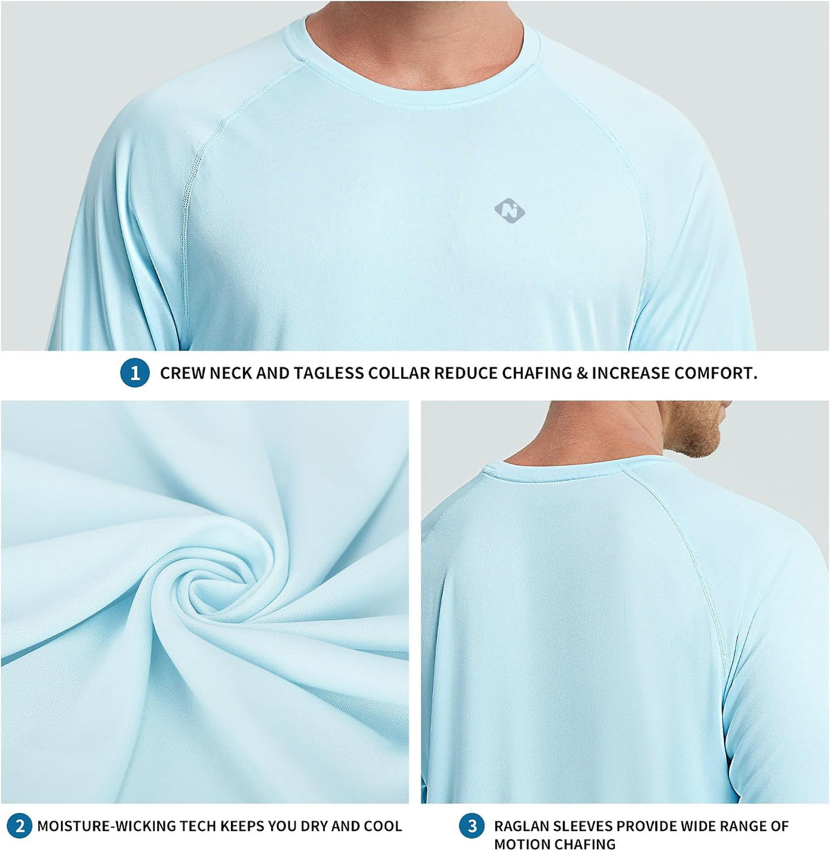 Men'S UPF 50+ Sun Protection Shirts Long Sleeve Swim Rash Guard