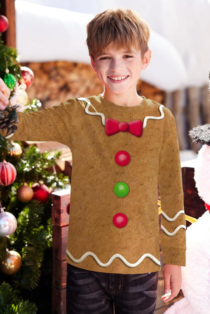 Unisex Kid'S Ugly Christmas Top Funny Graphic Long Sleeve Shirt 4-14 Years
