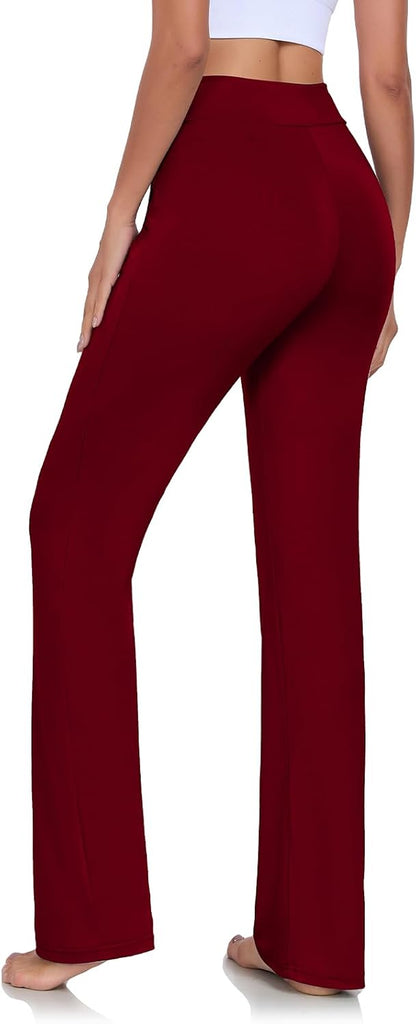 Women's Modal Straight-Leg Yoga Pants with Pockets - Comfortable Loose Fit for Lounge, Running, and Active Wear