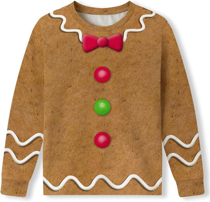 Unisex Kid'S Ugly Christmas Top Funny Graphic Long Sleeve Shirt 4-14 Years