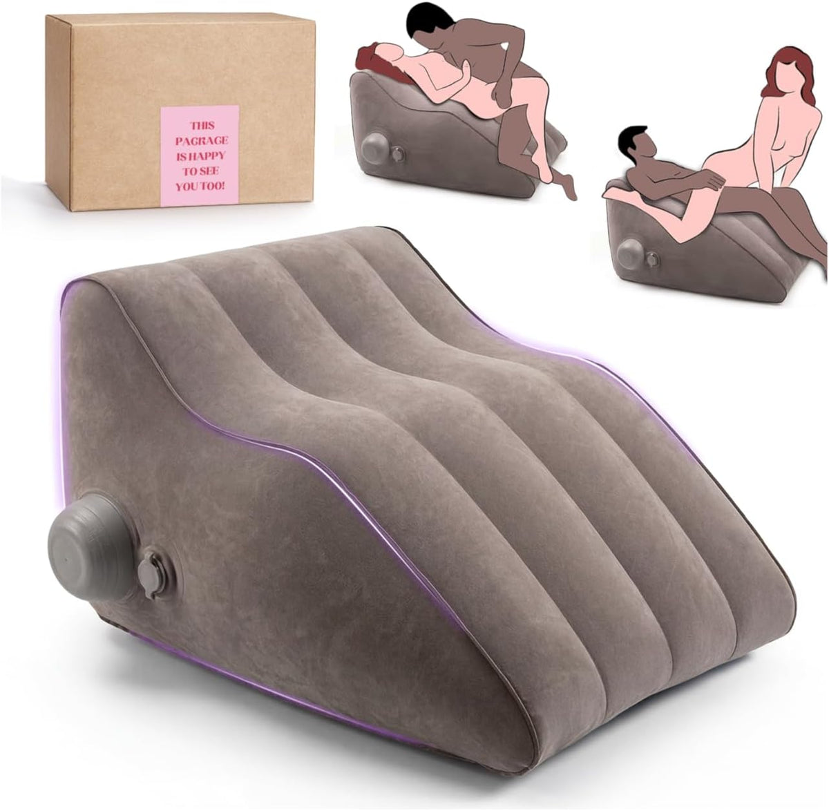 Inflatable Couples Position Pillow – Velvety Flocked Cushion for Enhanced Support and Comfort in Intimate Experiences, Portable Adult Furniture for Men and Women