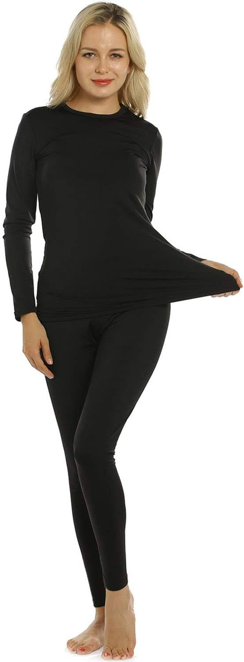 Thermal Underwear for Women Medium-Weight 2 Piece Base Layer Fleece Lined
