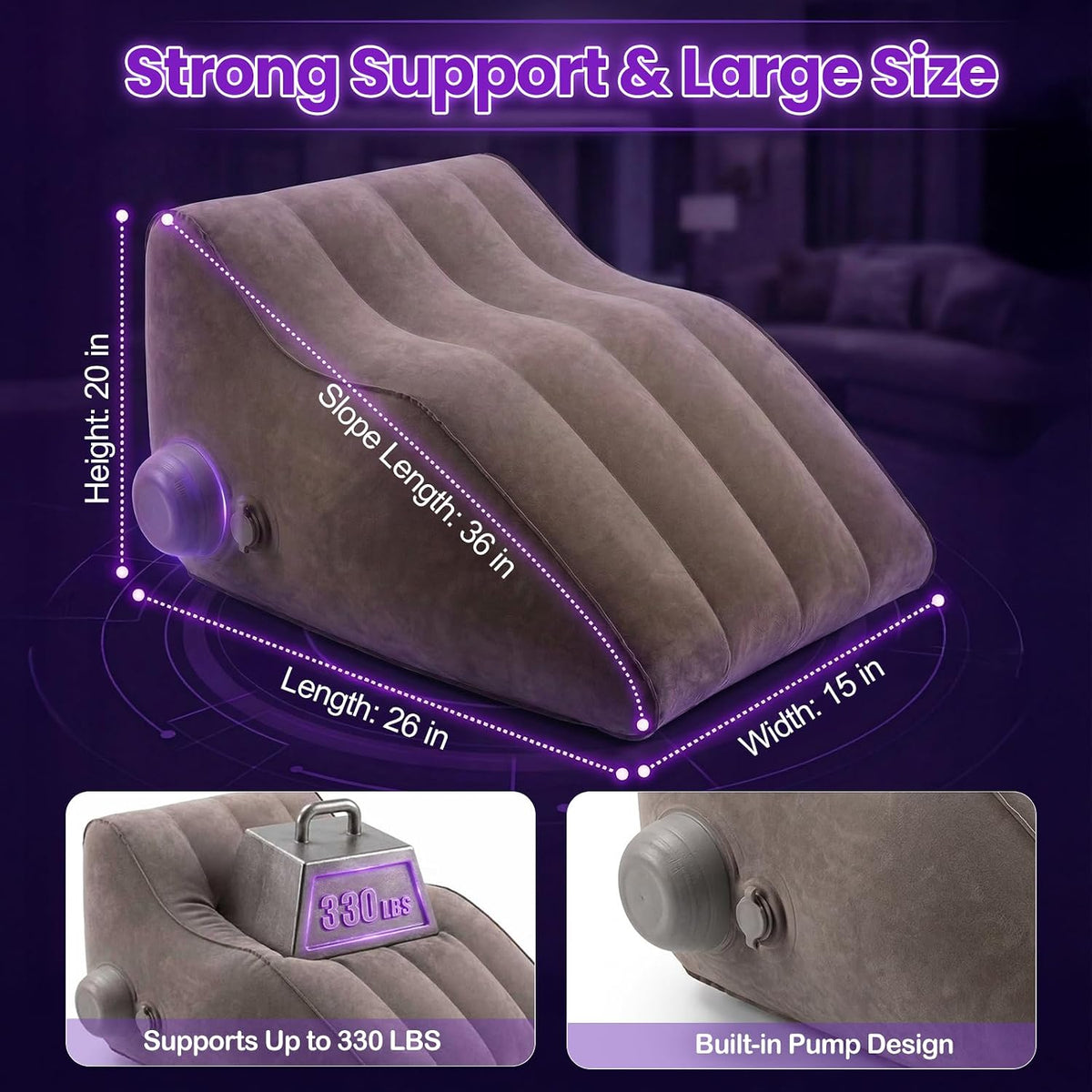 Inflatable Couples Position Pillow – Velvety Flocked Cushion for Enhanced Support and Comfort in Intimate Experiences, Portable Adult Furniture for Men and Women