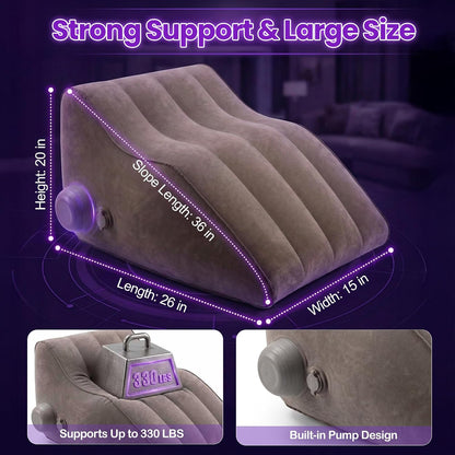 Inflatable Couples Position Pillow – Velvety Flocked Cushion for Enhanced Support and Comfort in Intimate Experiences, Portable Adult Furniture for Men and Women