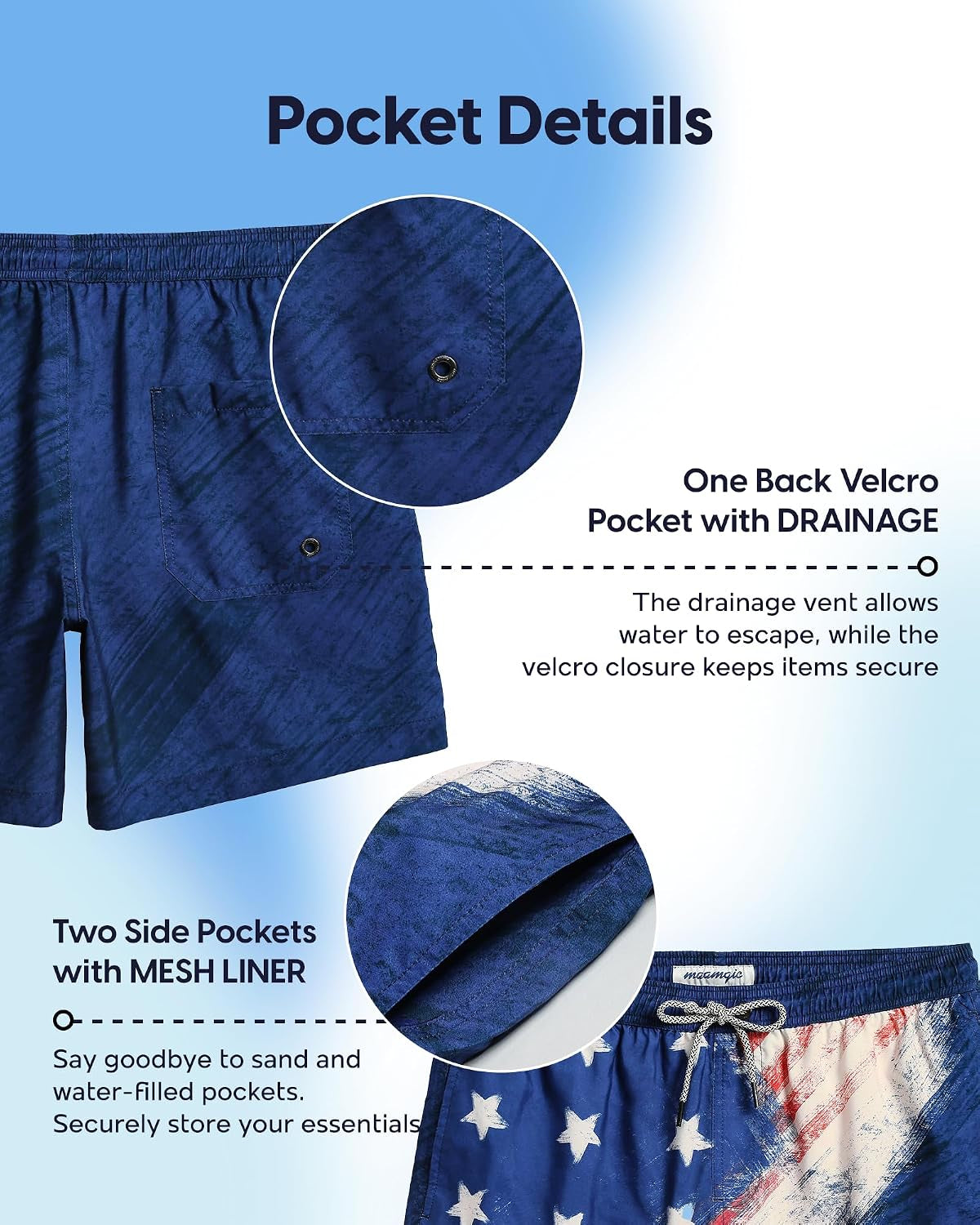 Mens Swim Trunks 5 Inch with Mesh Liner Breathable for Beach